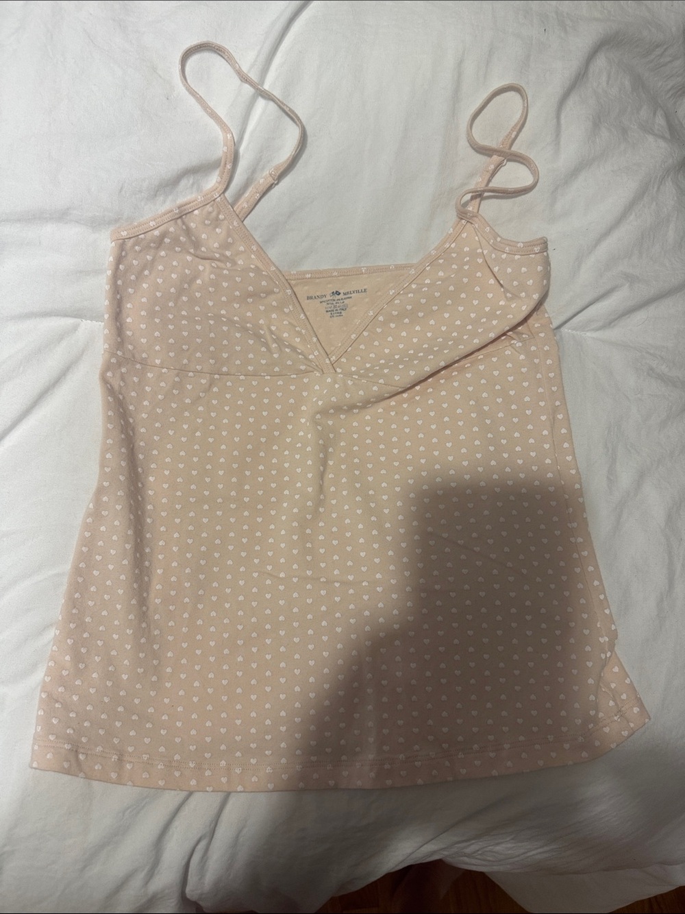 Brandy Melville Blush Pink Heart Print Tank Top